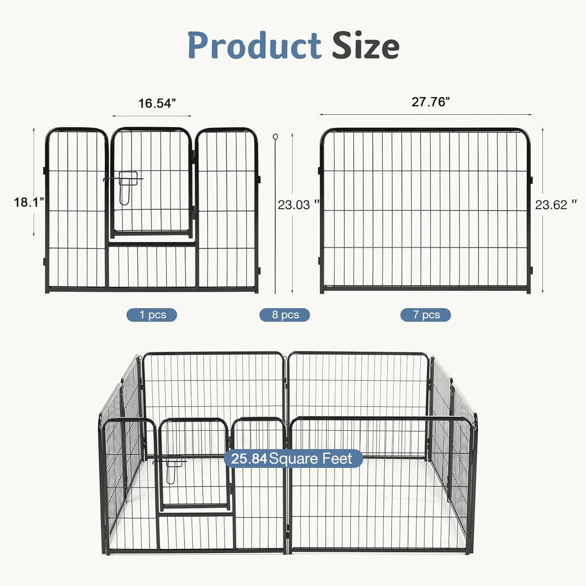 JHK Heavy Duty Metal Dog Playpen Foldable Pet Exercise Fence
