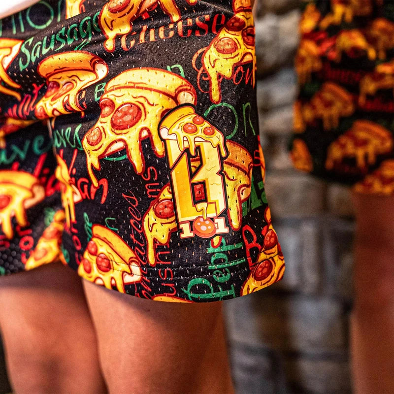 3D Pizza Print Quick Dry Beach Shorts Unisex Summer Wear