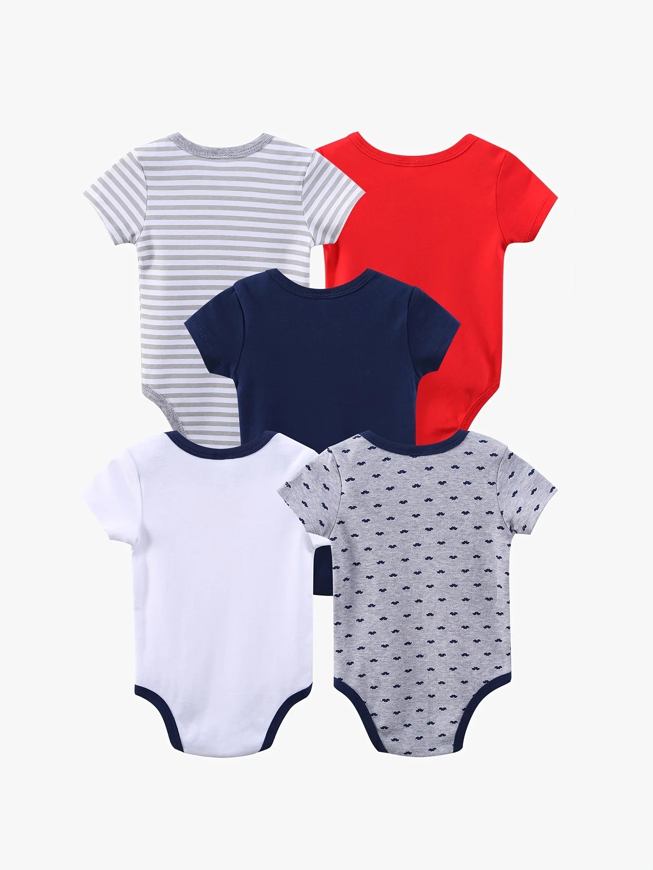 Cotton Baby Boys Short Sleeve Bodysuits With Bow Tie Bundle