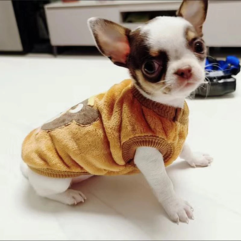 Cute Tea Cup Dog Sweater For Small Dogs Winter Fleece