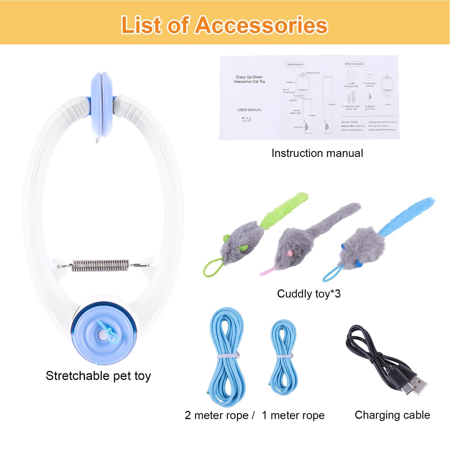 Electronic Self Play Door Hanging Cat Toy With Catnip Mice