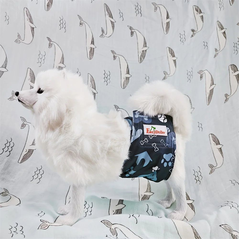 Washable Male Dog Diapers Set With Bone Print Reusable