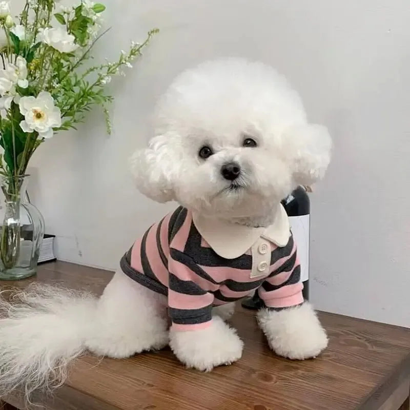 Summer Lightweight Polo Shirt For Dogs Stripe Cooling Vest