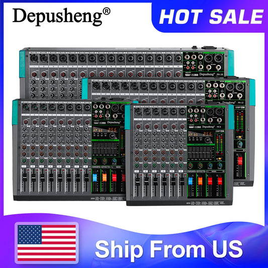 Depusheng 6 Channel Audio Mixer USB 48V Phantom Power