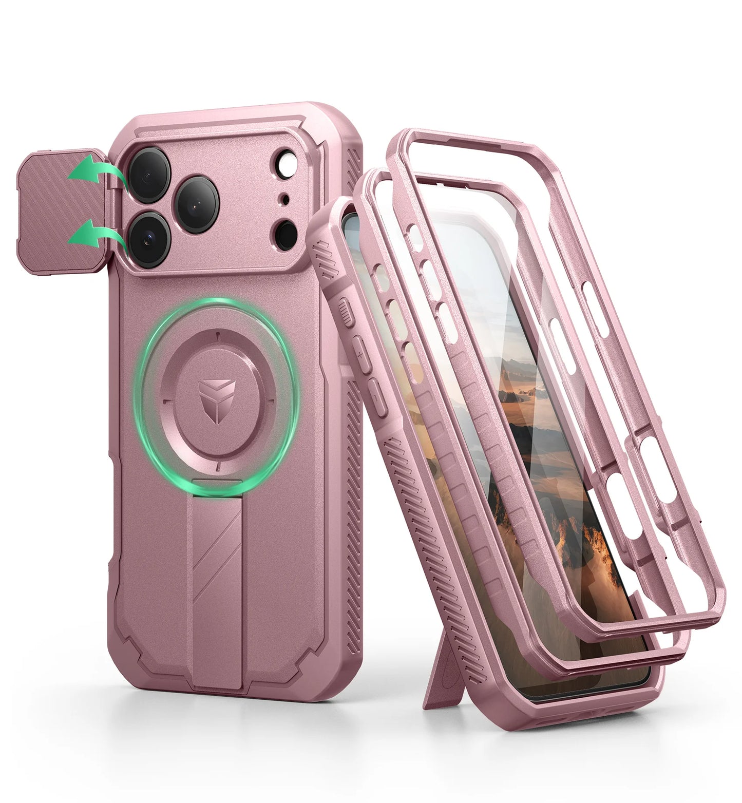 DEXNOR iPhone 17 Pro Max Case With Camera Cover And Kickstand MagSafe