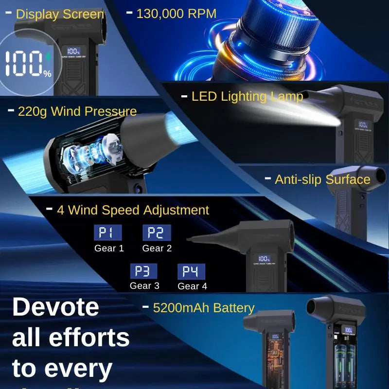 TRNOJTHK 120000 RPM Electric Turbine Blower Cordless Hair Dryer