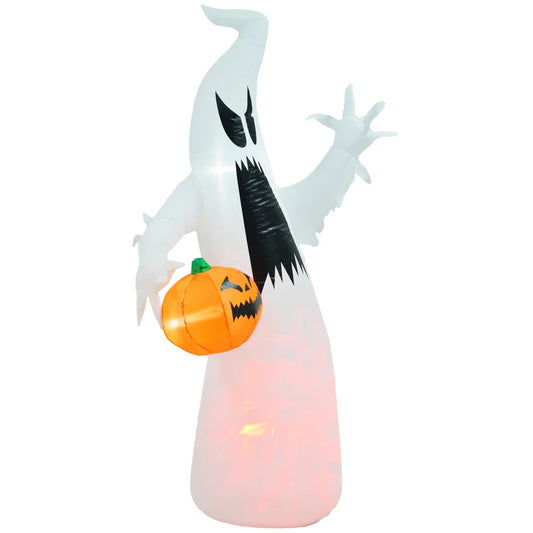 Homcom Halloween Ghost And Pumpkin Inflatable Outdoor Yard Decoration