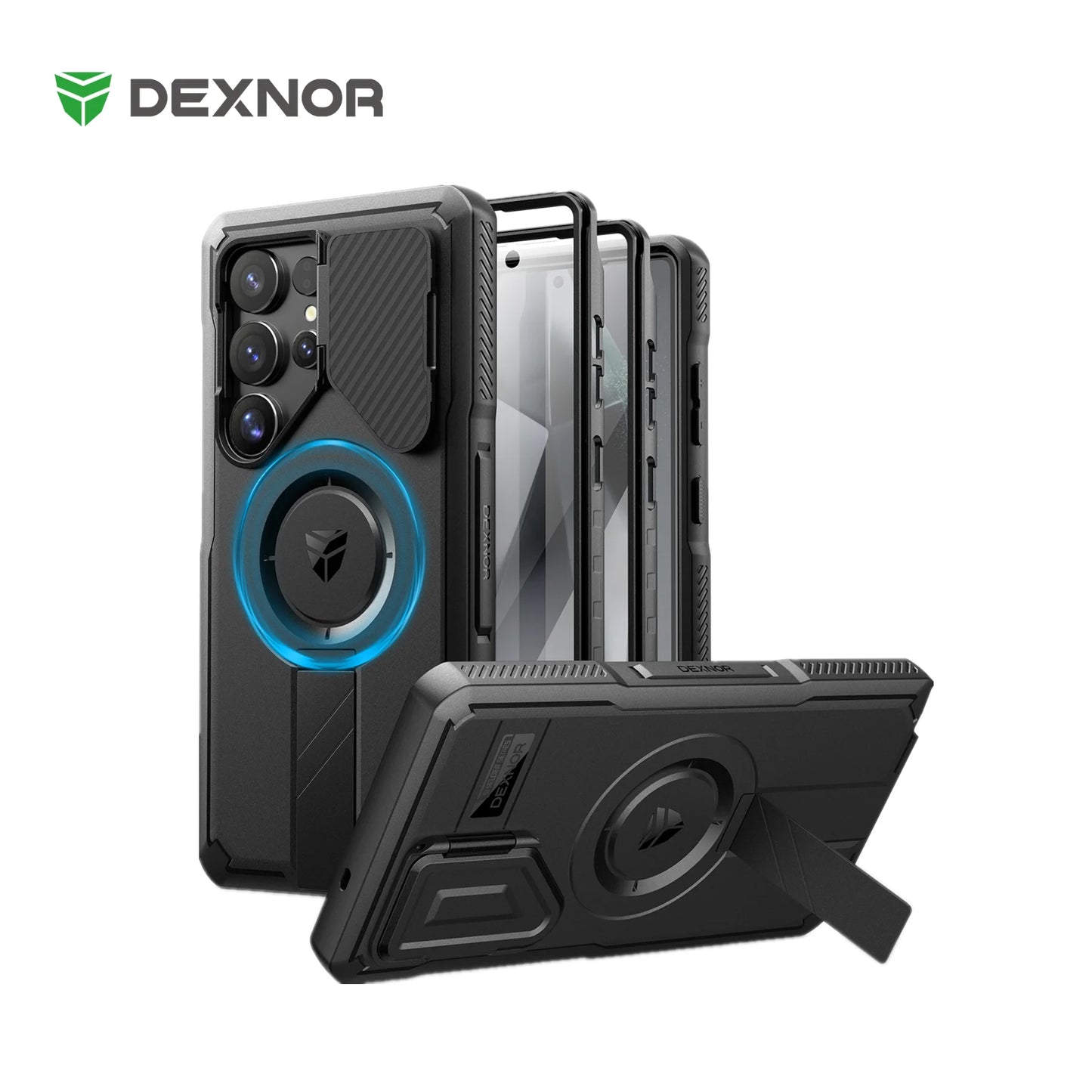 DEXNOR Galaxy S25 Ultra Rugged Case With Camera Cover Kickstand