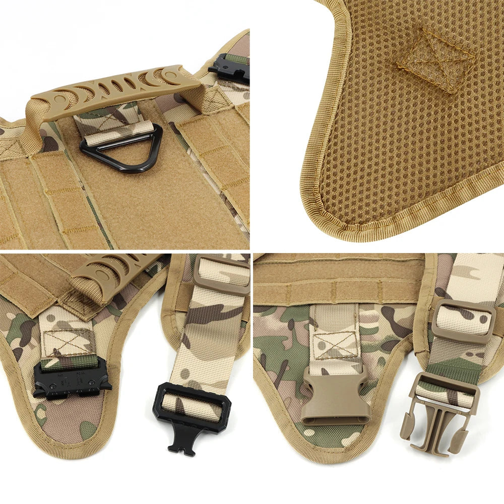 Nylon Tactical Dog Harness And Leash Set For Large Dogs
