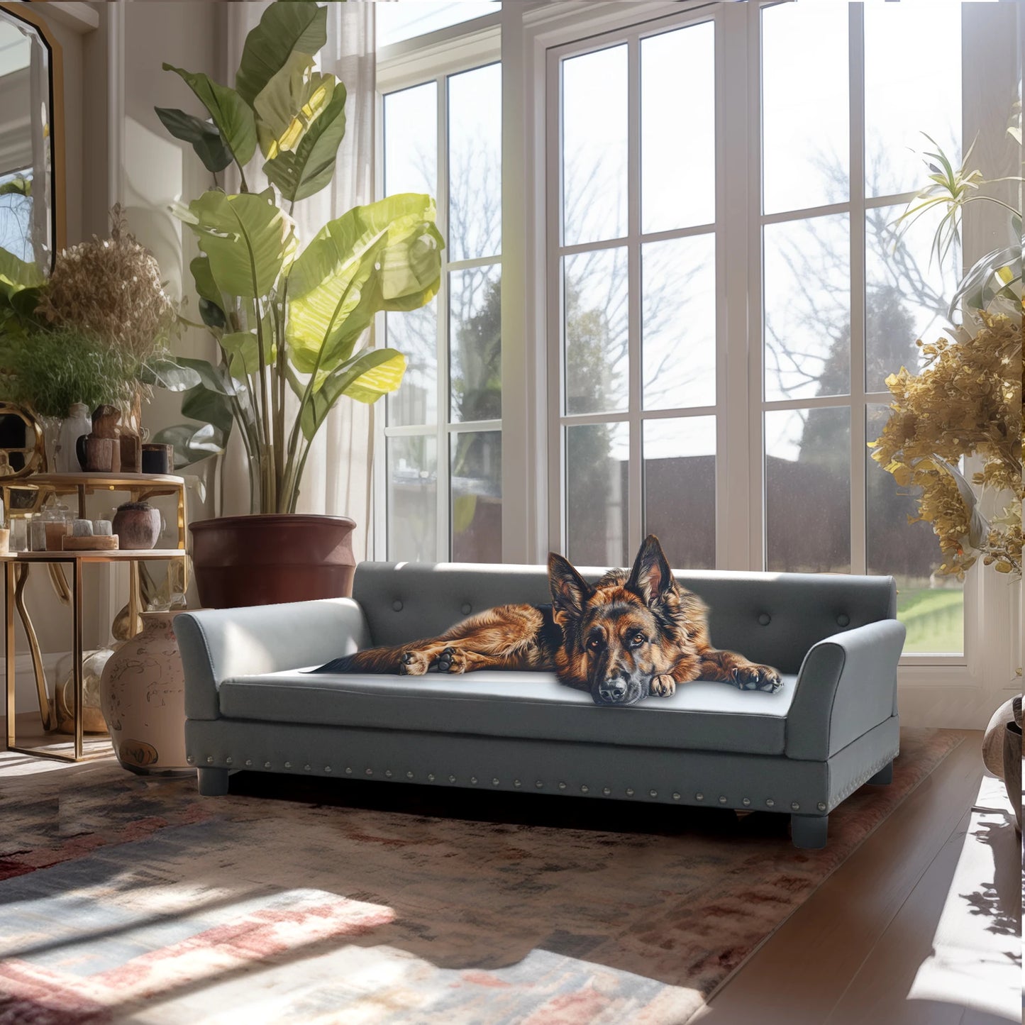 BINGOPAW Elevated Leather Dog Bed Sofa For Durable Comfort