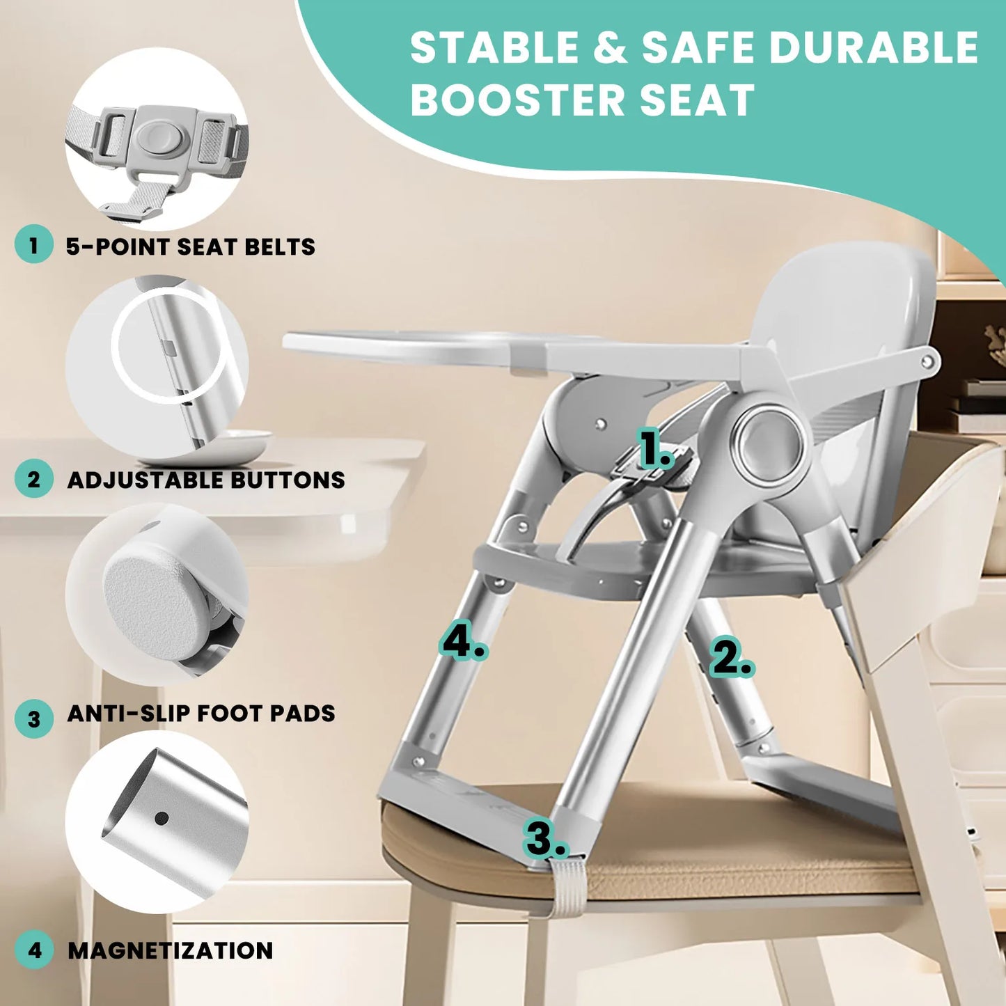 Ubravoo Baby Folding Booster Seat High Chair For Toddlers