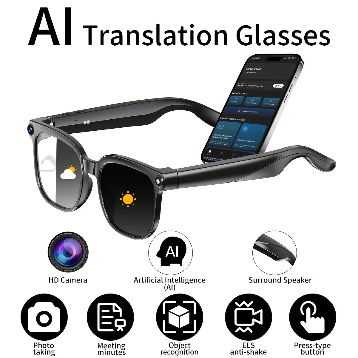 Giinova AI Smart Glasses With 8MP Camera And 4K Video