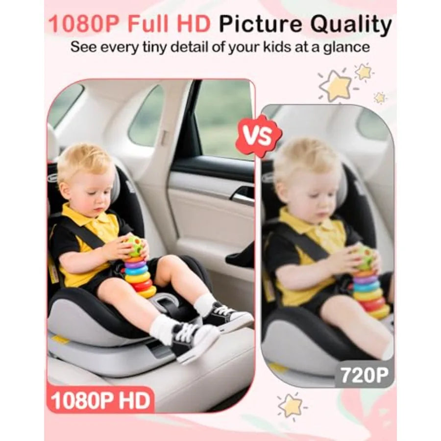 Dual Baby Car Camera Split Screen 1080P IR Night Vision