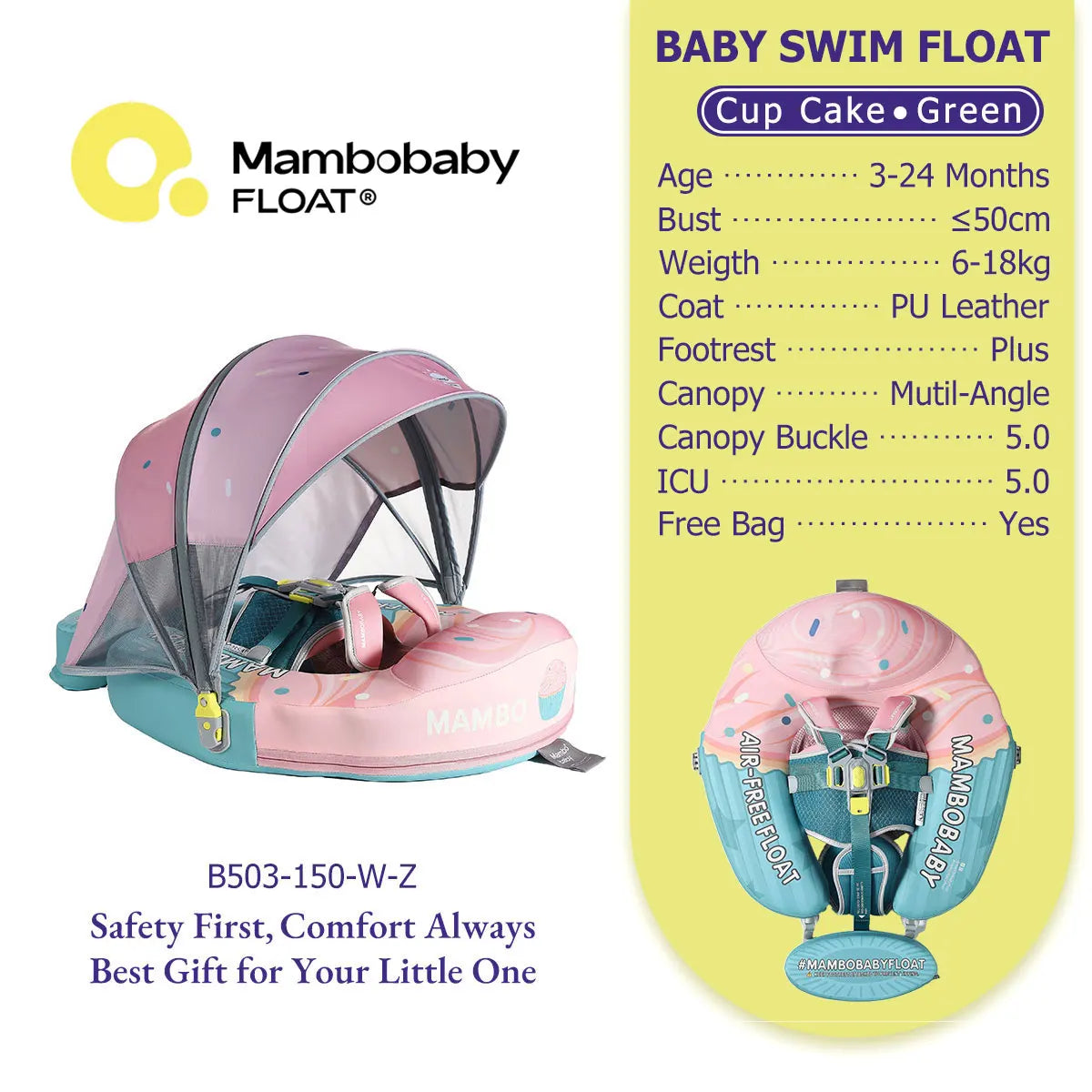 Mambobaby No Inflation Safe Harness Toddler Pool Float