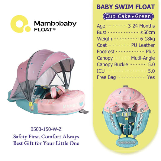 Mambobaby Safe Core No Inflation No Leaks Baby Swim Float