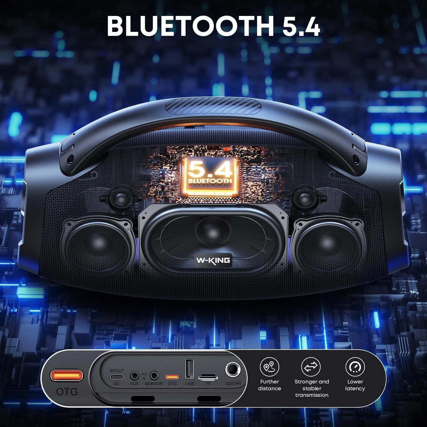 W-KING 330W Peak Wireless Bluetooth Speaker Outdoor Waterproof Boom Box