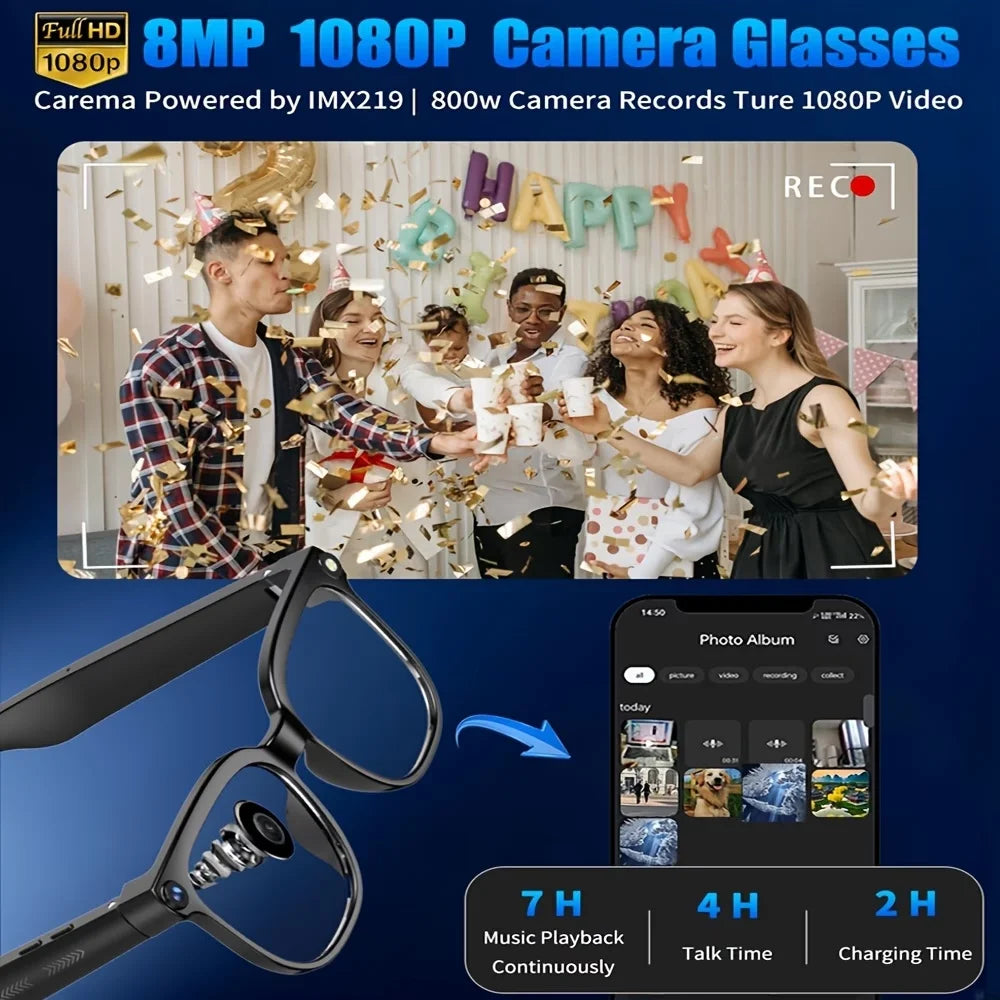 Giinova AI Smart Glasses With 8MP Camera And 4K Video