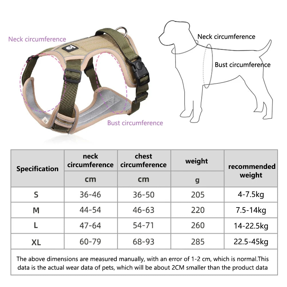 Reflective Dog Harness Oxford Cloth Adjustable Vest For Outdoor Walking
