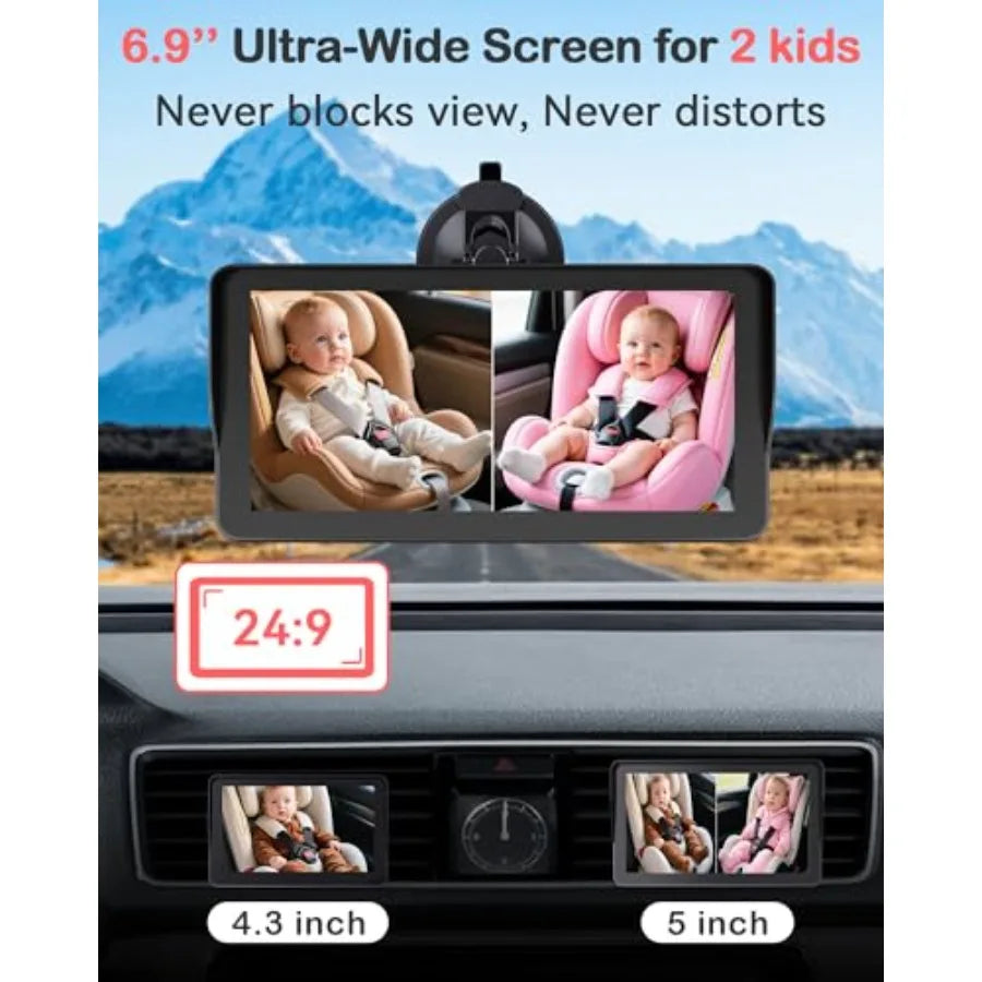 Dual Baby Car Camera Split Screen 1080P IR Night Vision