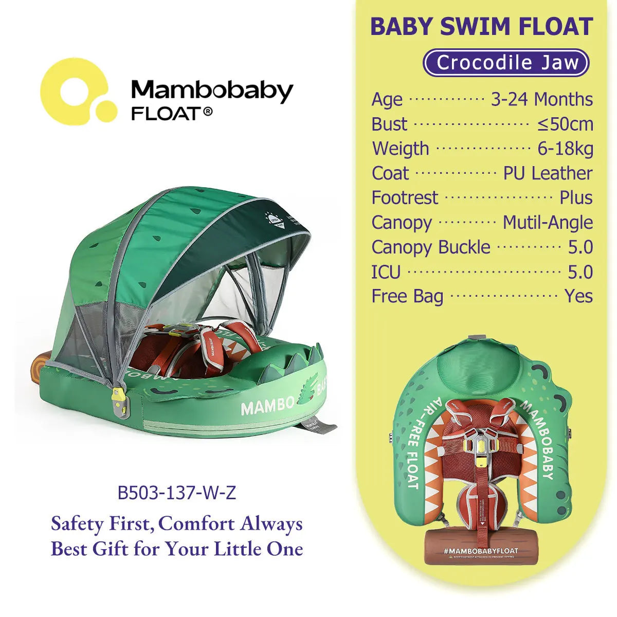 Mambobaby No Inflation Safe Harness Toddler Pool Float