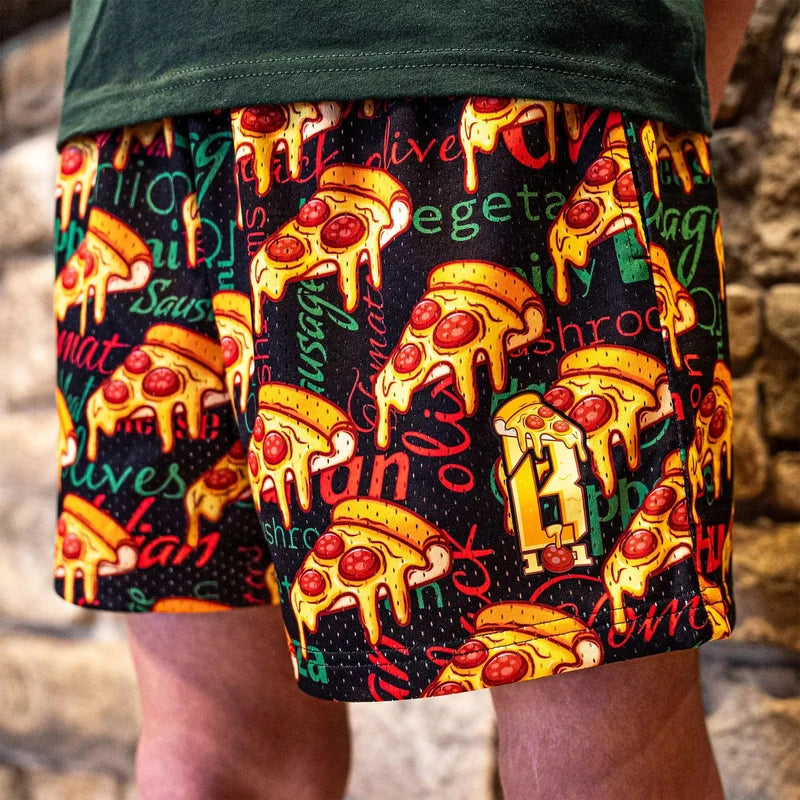 3D Pizza Print Quick Dry Beach Shorts Unisex Summer Wear