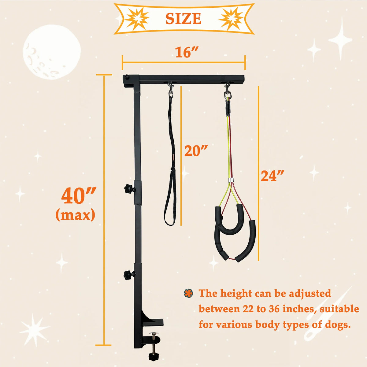 Adjustable Metal Dog Grooming Arm With Secure Clamp And Loop