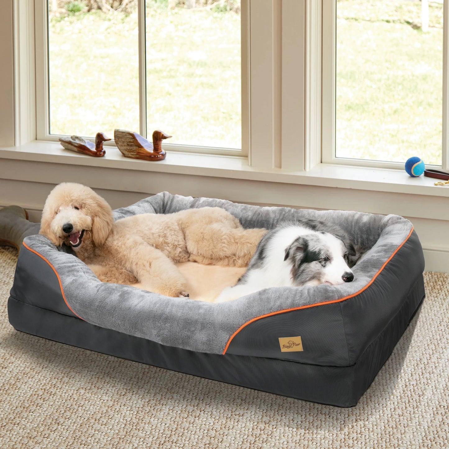Bingopaw Anti Allergy Warm Fleece Dog Bed With Waterproof Removable Cover