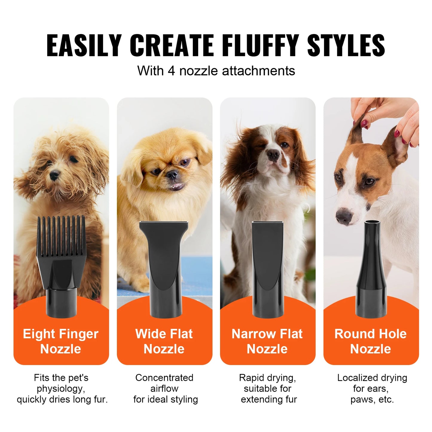 SucceBuy 2000W Dog Grooming Dryer With Adjustable Speed 4 Nozzles