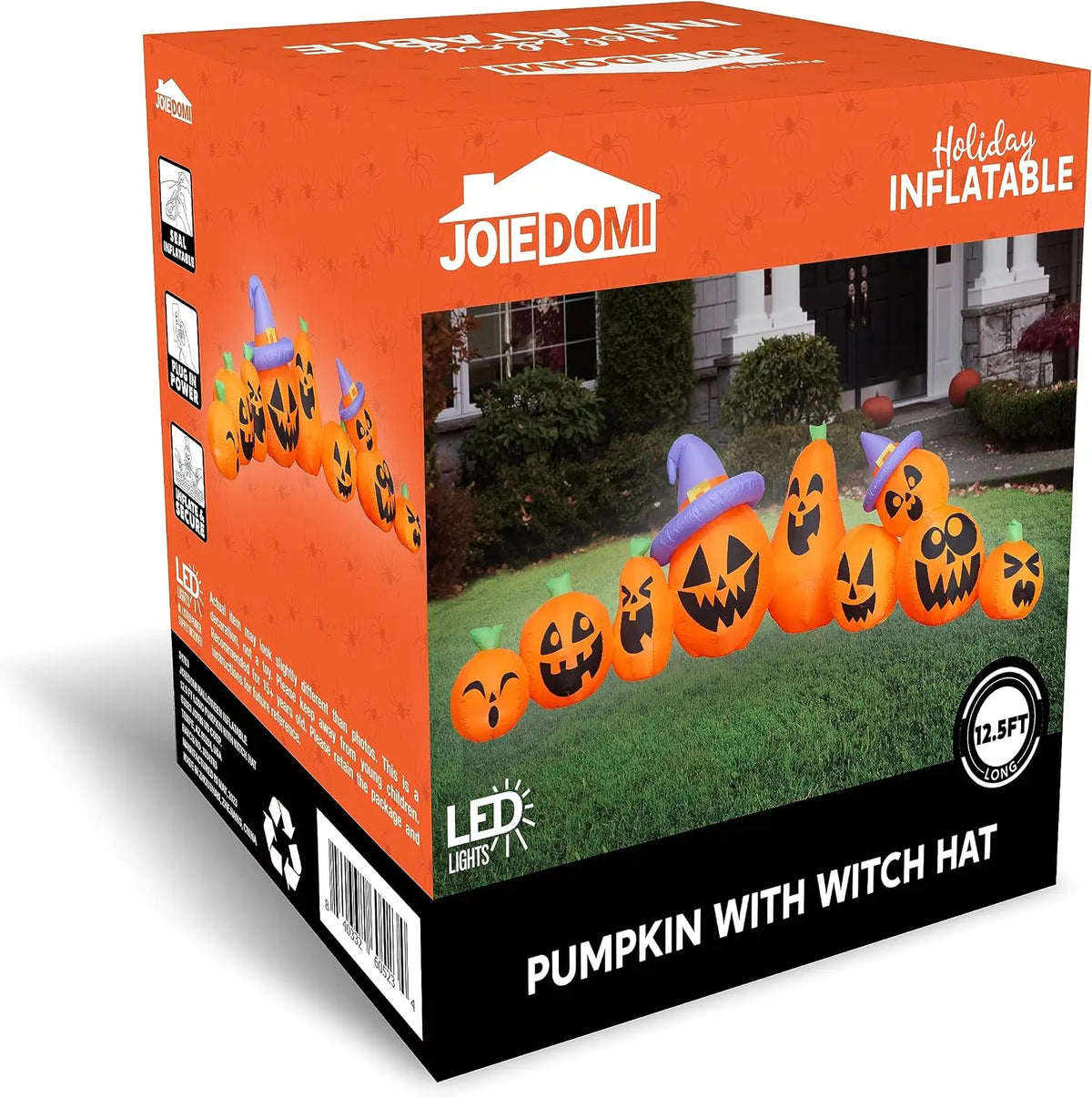 Halloween Inflatable Pumpkin Yard Decoration With Built In Led Lights