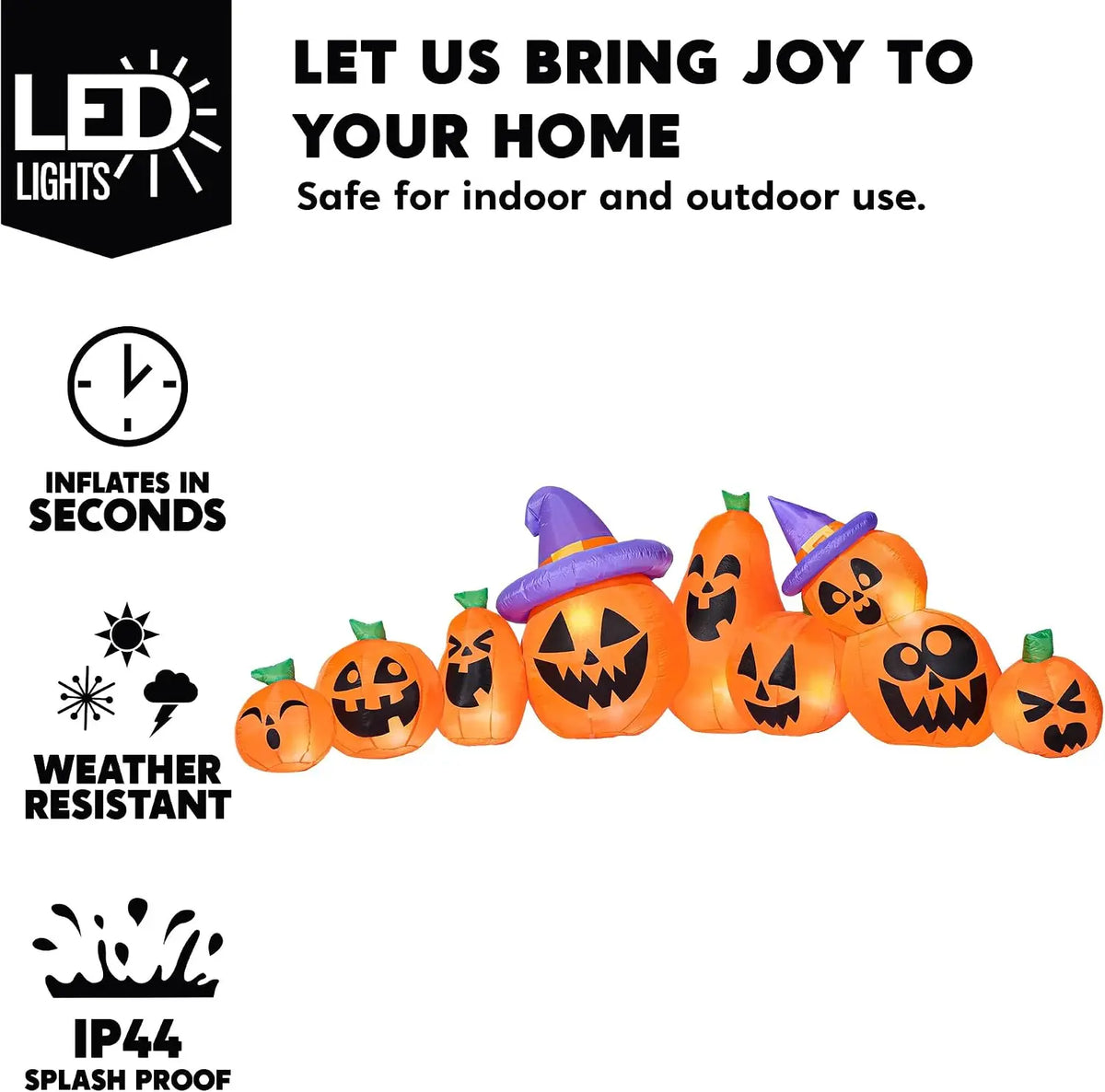 Halloween Inflatable Pumpkin Yard Decor Set With LED Lights