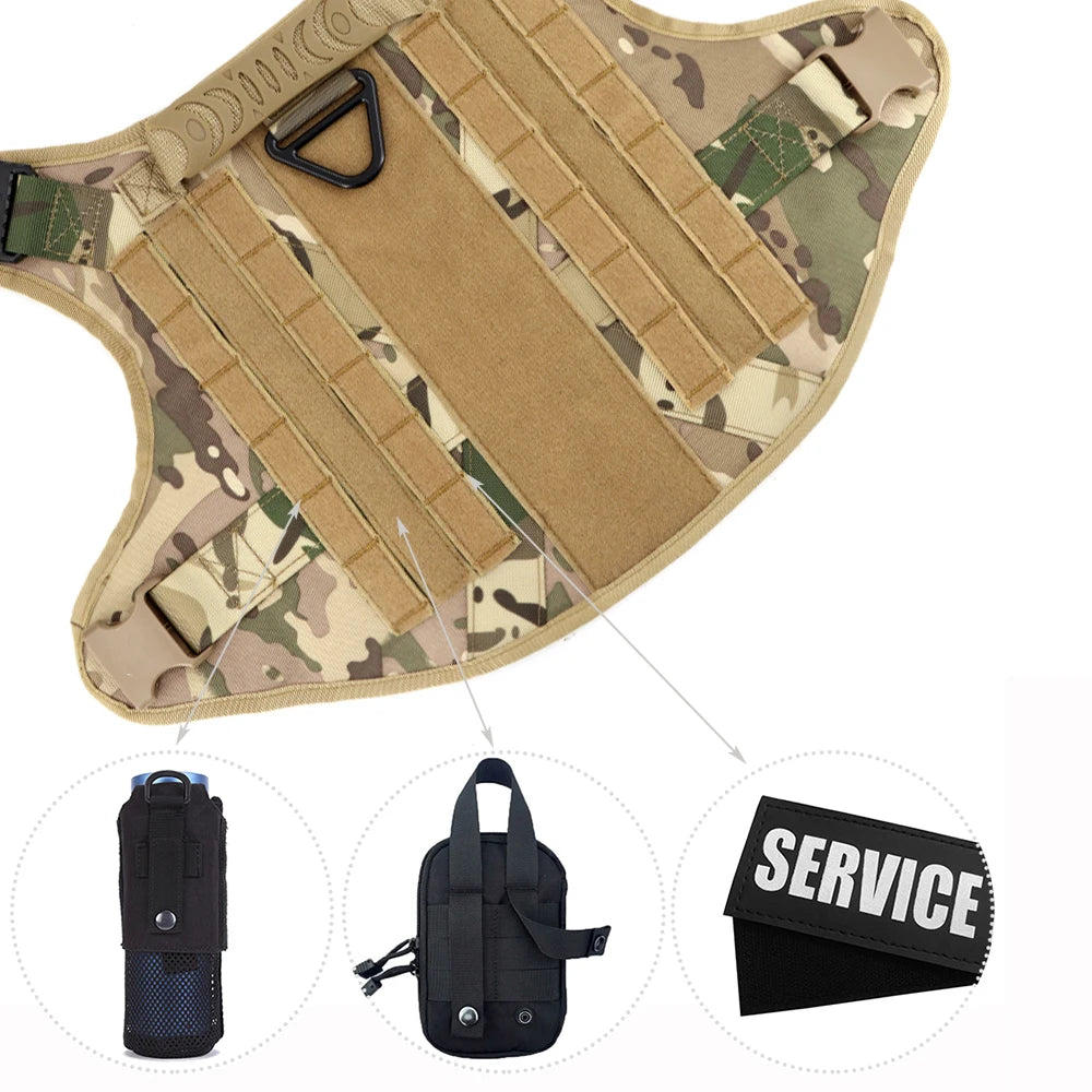 Nylon Tactical Dog Harness And Leash Set For Large Dogs