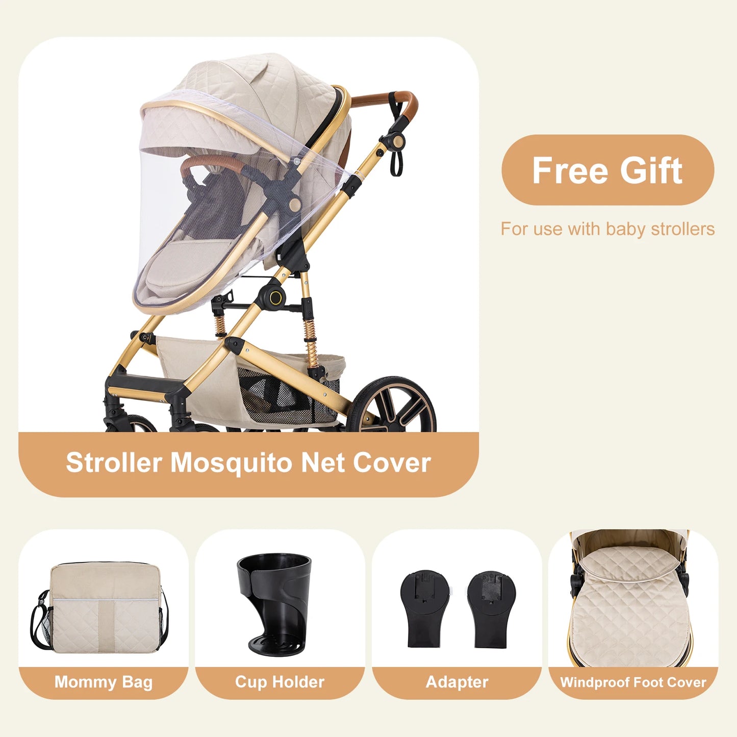 2 In 1 Baby Stroller Foldable Lightweight Reversible Bassinet Pram
