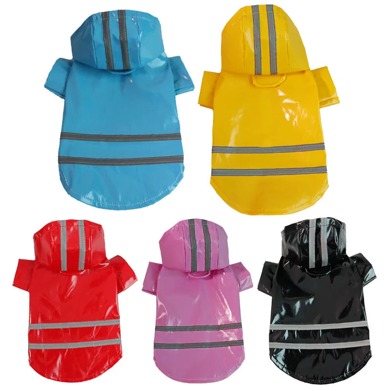 Waterproof Dog Raincoat Hooded For Pets PU Coated Material