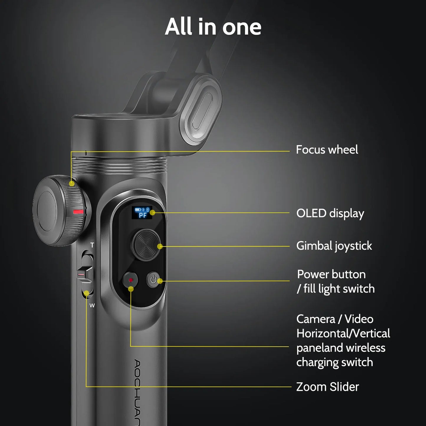 AOCHUAN X Pro 3Axis Smartphone Gimbal With RGB Fill Light