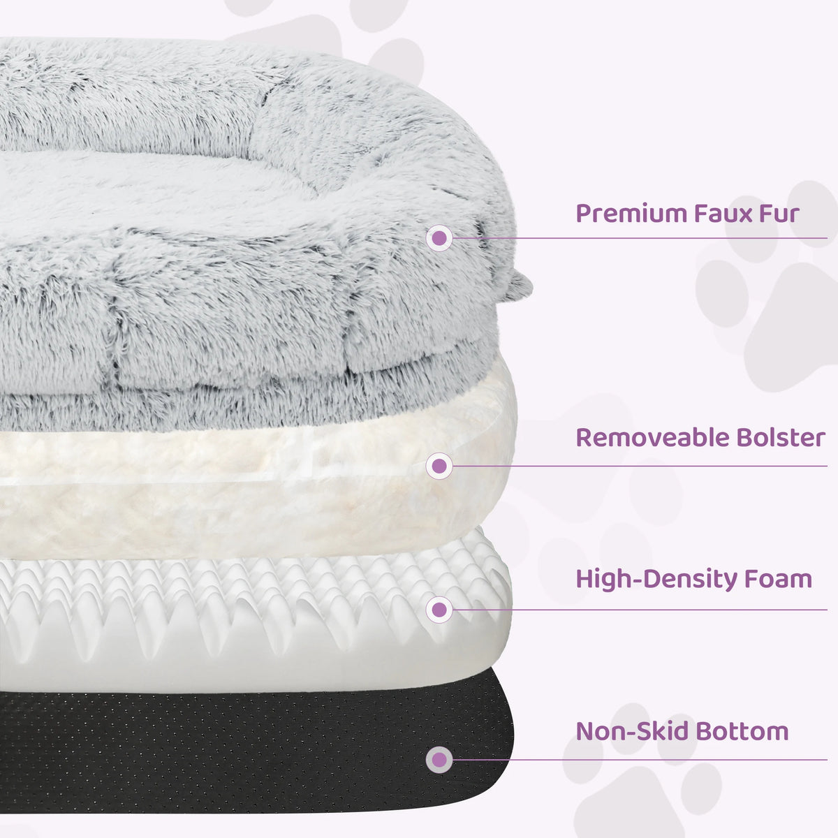 Orthopedic Human Dog Bed With Soft Removable Faux Fur Cover