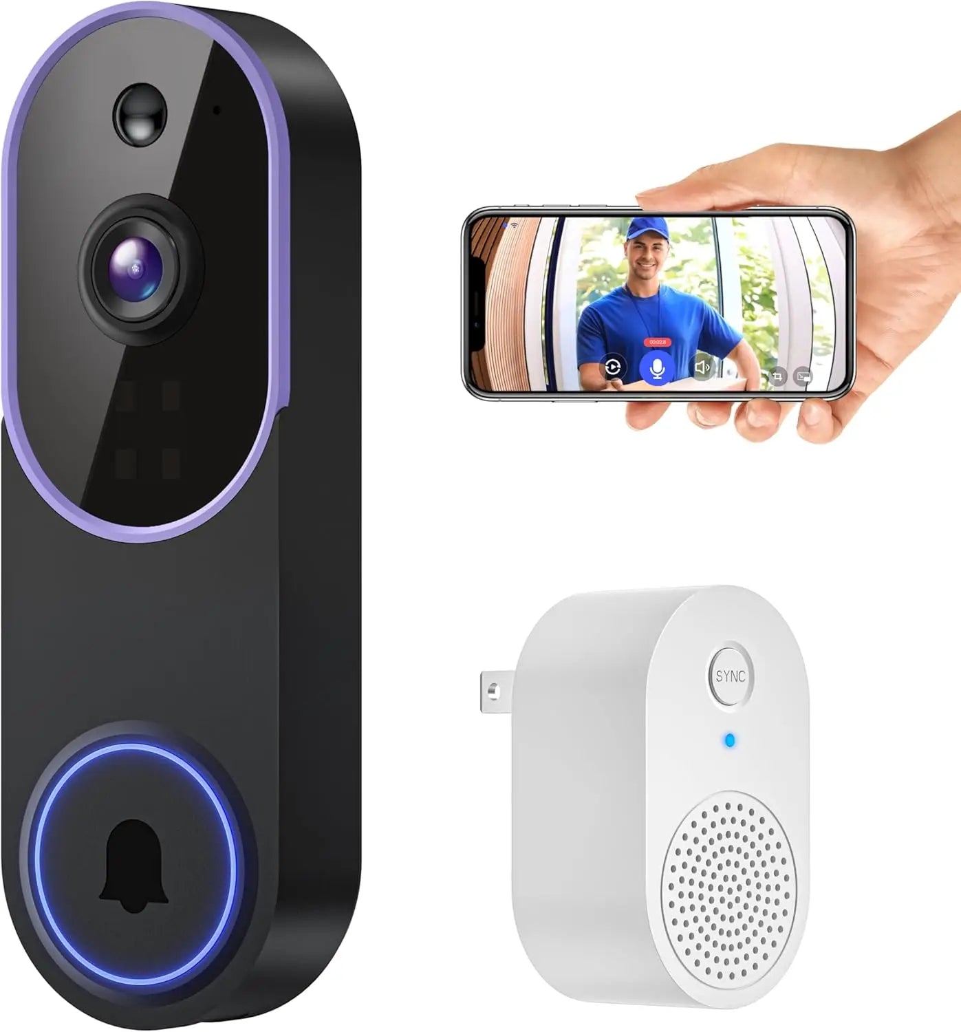 Smart Wireless Video Doorbell Camera AI Human Detection Night Vision