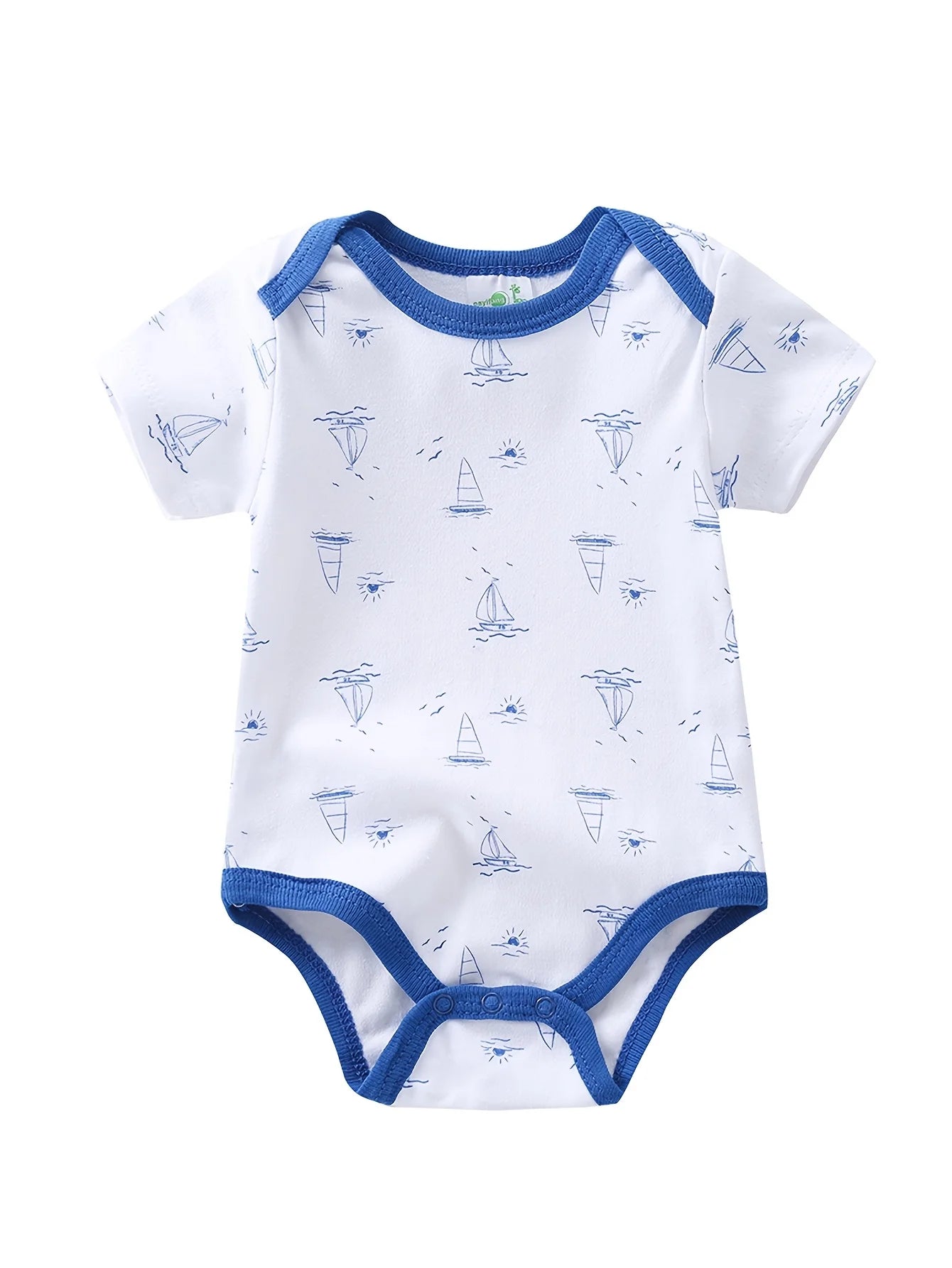 Baby Boy 5 Piece Sailboat Romper Set Soft Breathable Cotton
