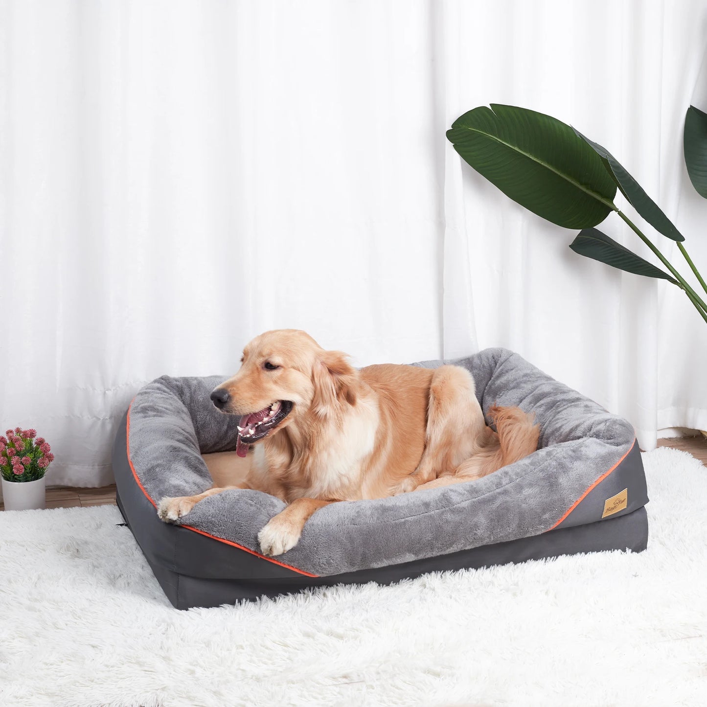 Bingopaw Anti Allergy Warm Fleece Dog Bed With Waterproof Removable Cover