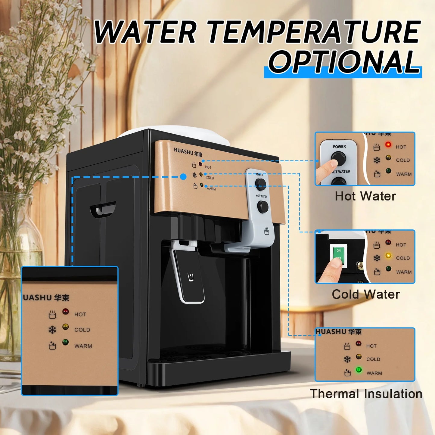 Top Loading Water Dispenser Hot Cold Warm 110V Stainless Tank