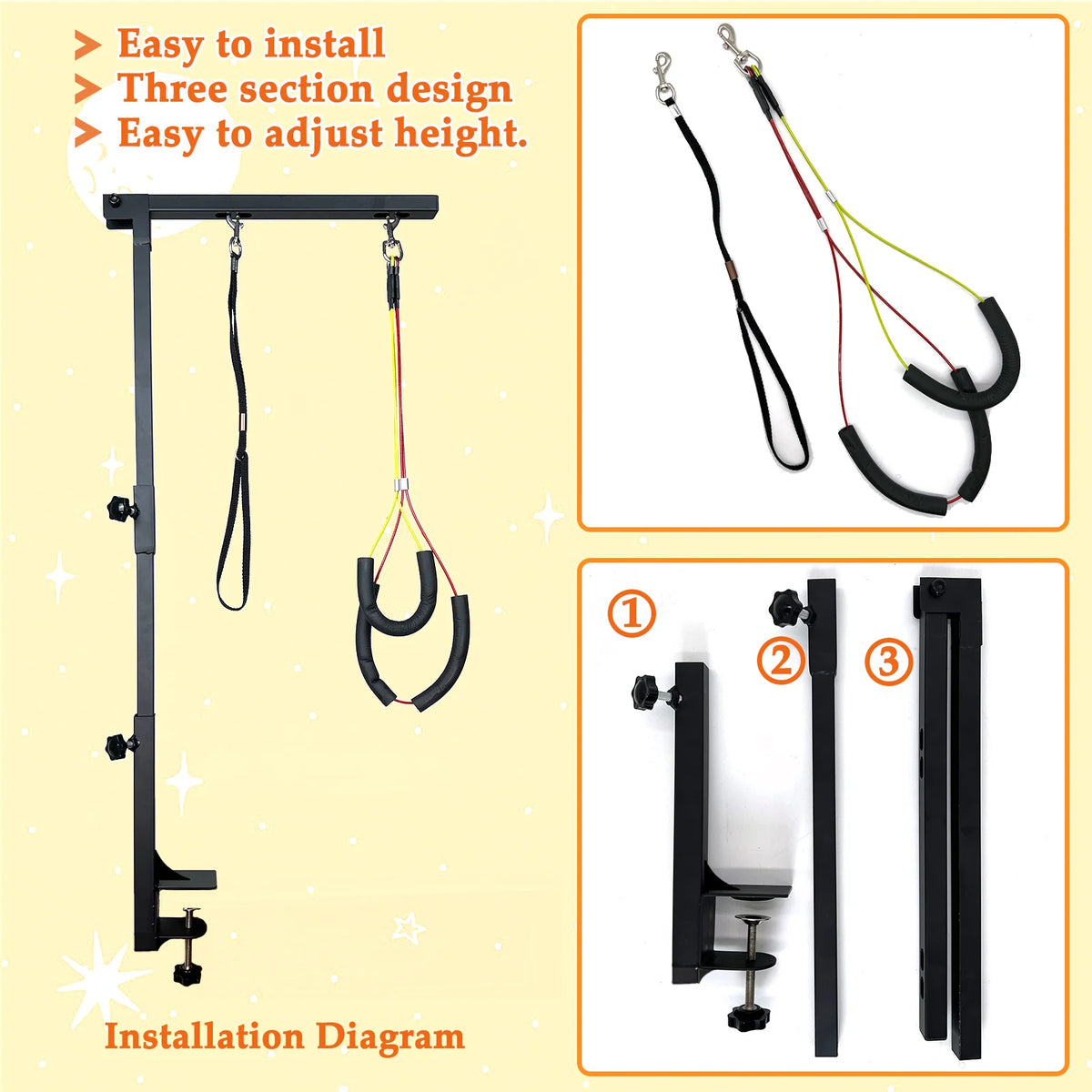 Adjustable Metal Dog Grooming Arm With Secure Clamp And Loop