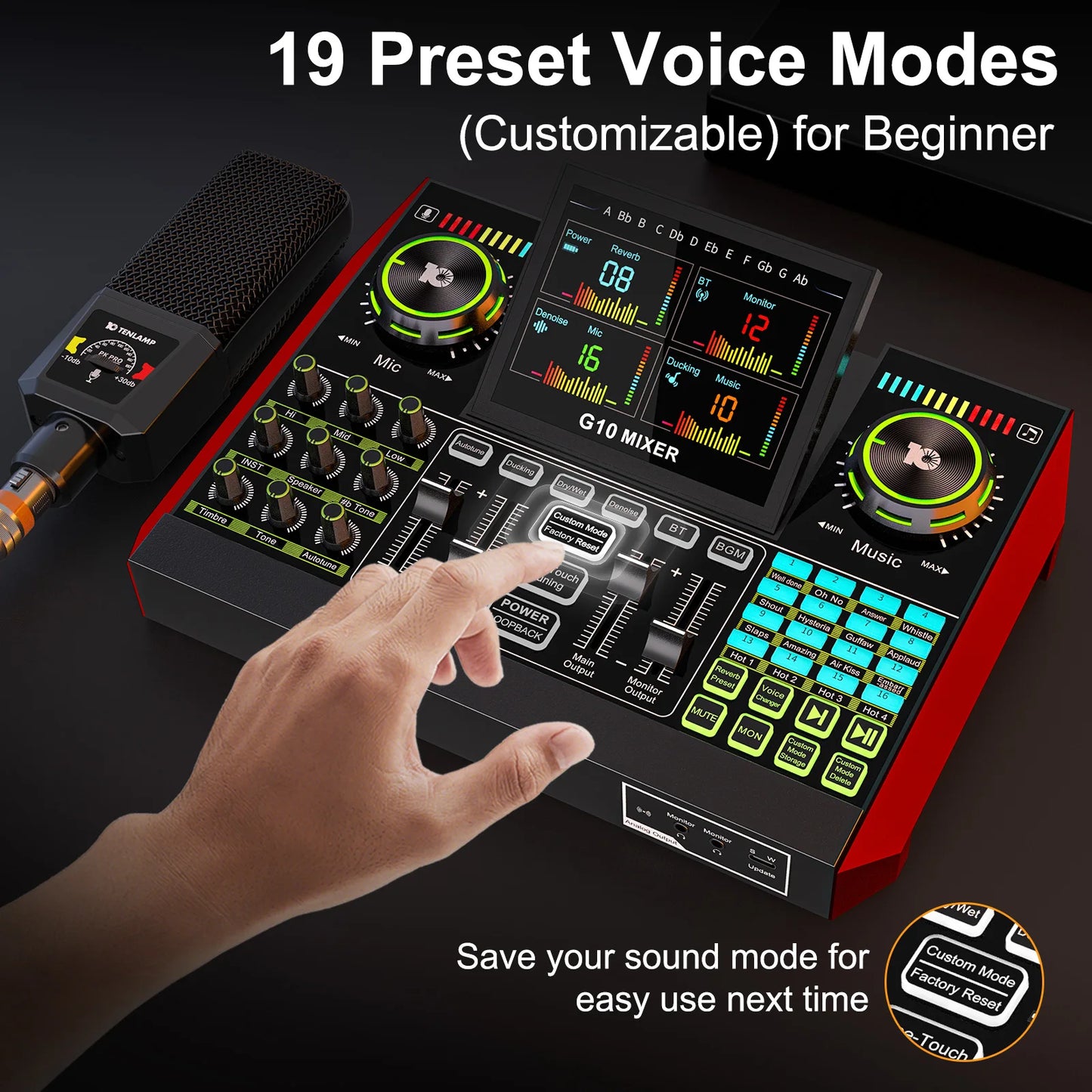 Tenlamp G10 PKPRO Podcast Mixer 6 Channel XLR Interface