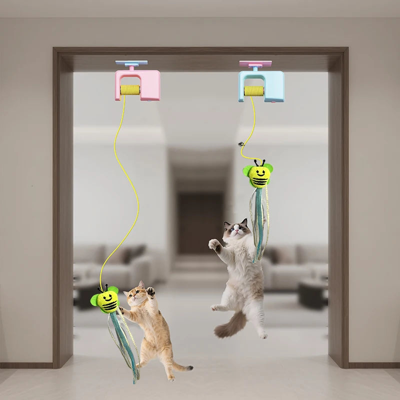 Booteely Interactive Hanging Cat Toy With Retractable String And Feathers