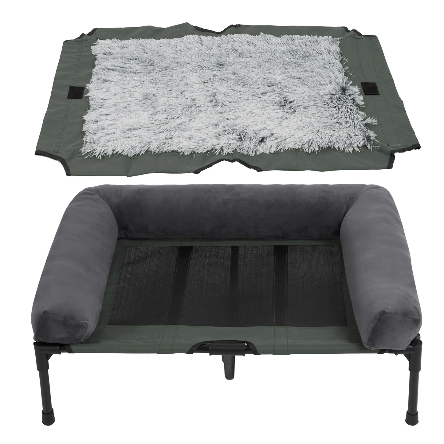 BINGOPAW Elevated Dog Bed With Detachable Plush Bolster