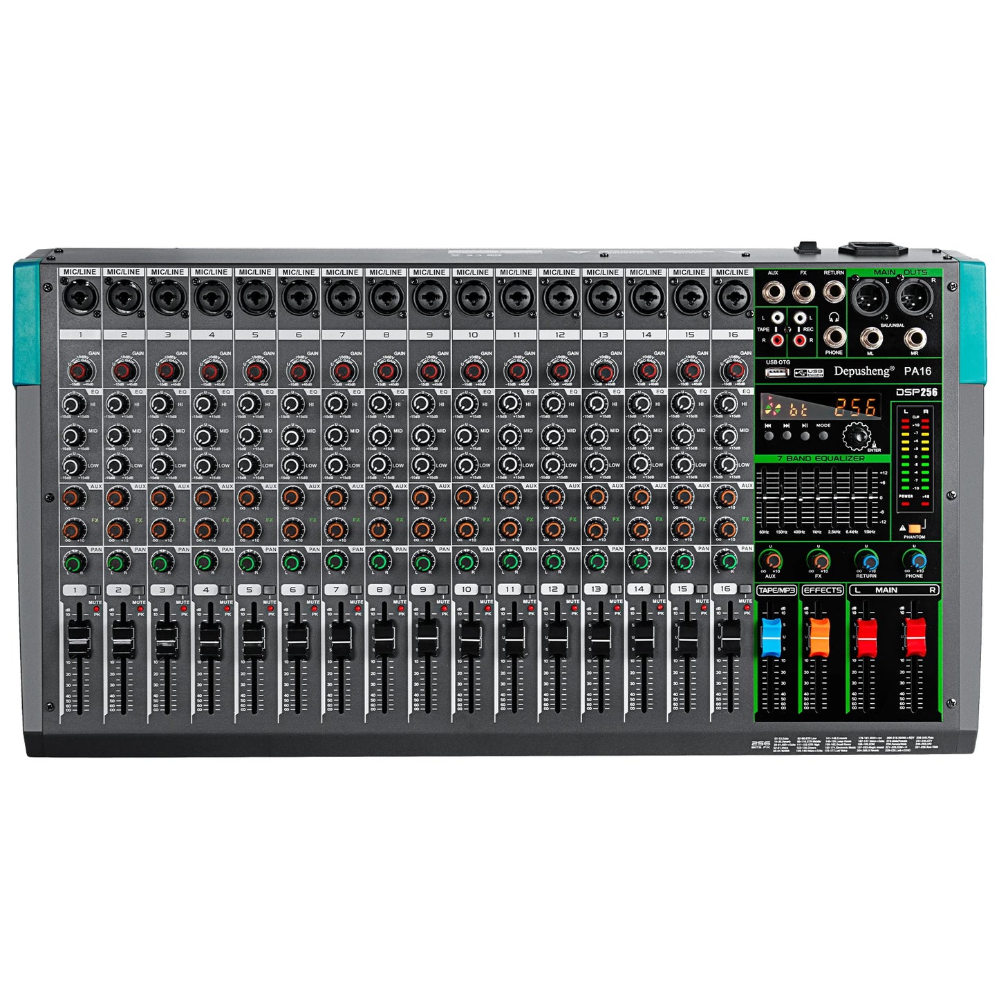 Depusheng 6 Channel Audio Mixer USB 48V Phantom Power