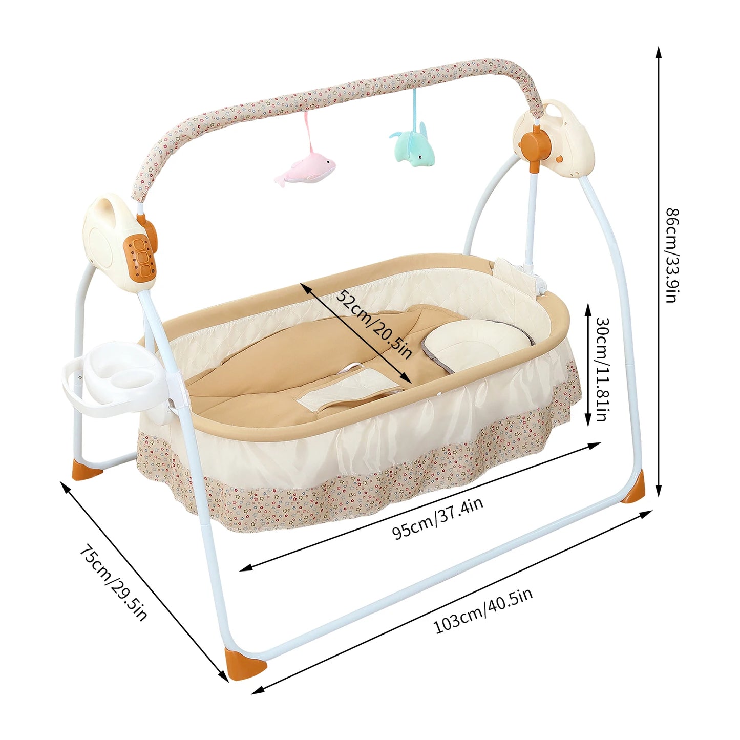 Electric Baby Cradle Foldable With Music Swing And Mosquito Net