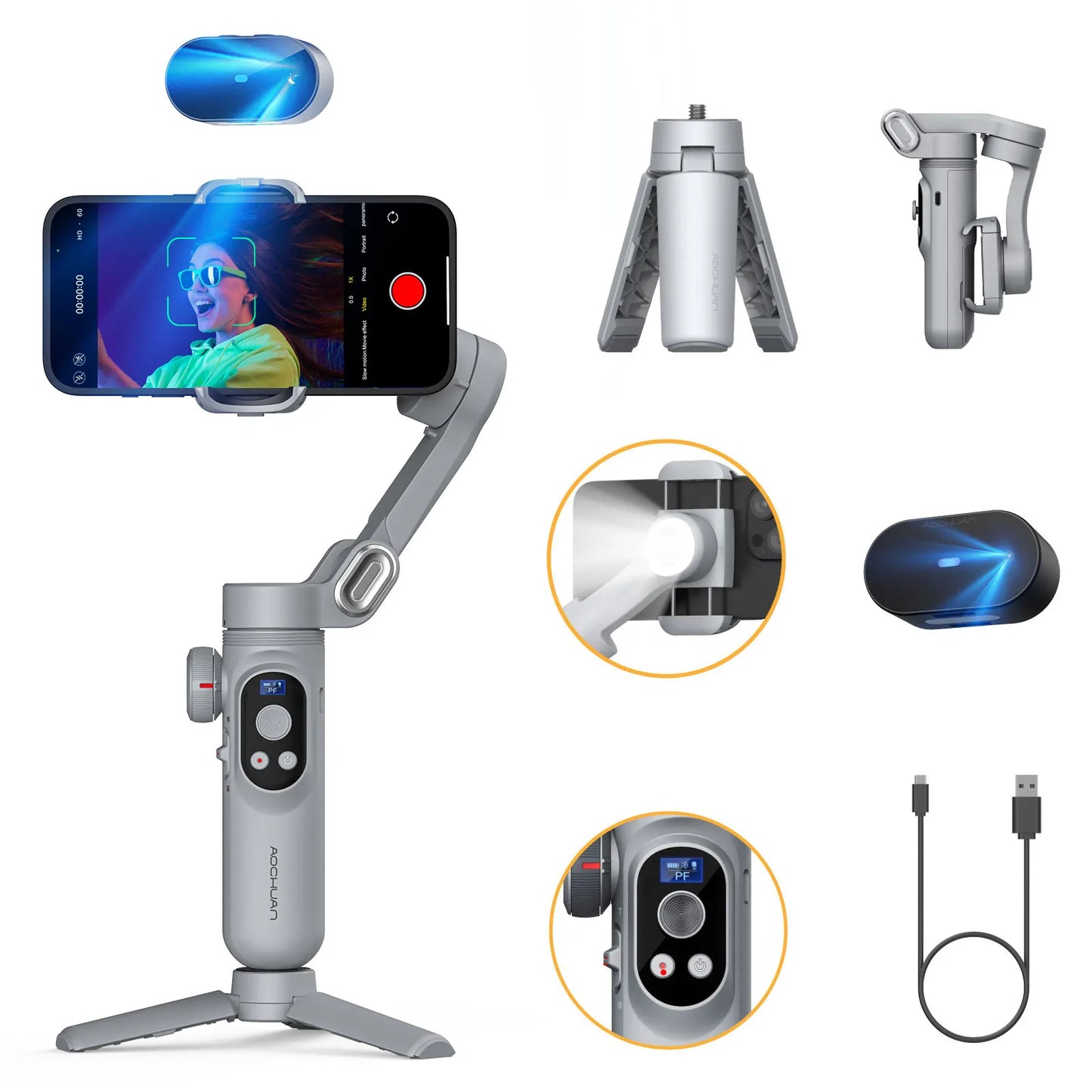 AOCHUAN Smart X Pro Gimbal Stabilizer For iPhone And Android
