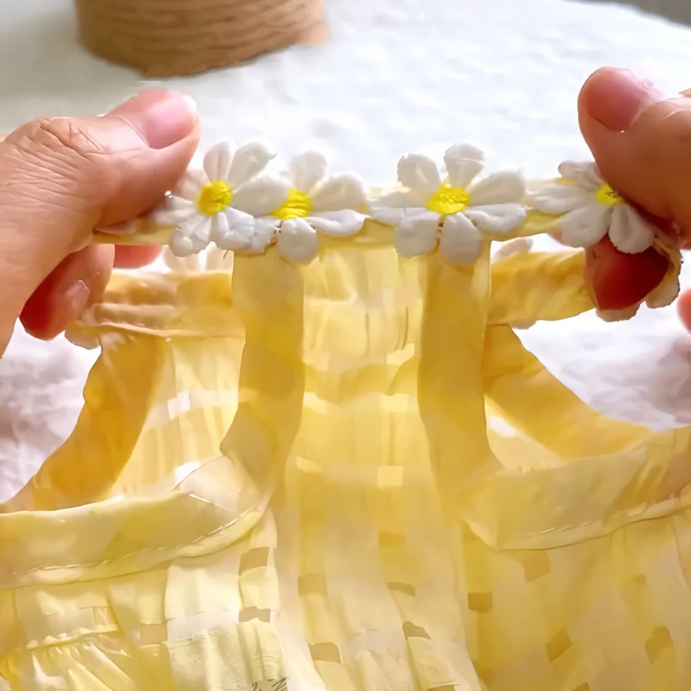 Breathable Floral Wreath Dog Dress Made From Polyester