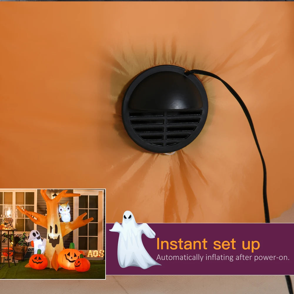 Lighted Halloween Inflatable Haunted Tree With Owl And Pumpkins