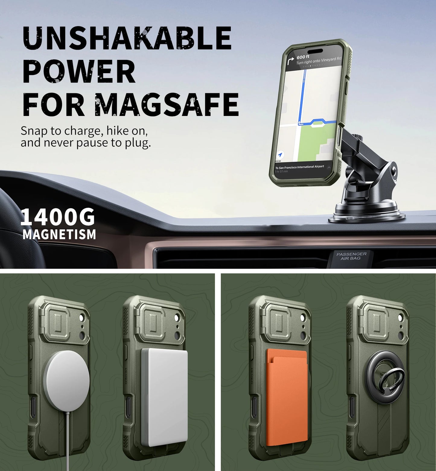 DEXNOR iPhone 17 Pro Max Case With Camera Cover And Kickstand MagSafe