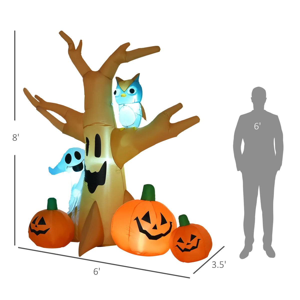 HOMCOM Inflatable Halloween Haunted Tree Outdoor Yard Decoration
